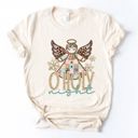  O Holy Night Christmas Quilted Angel With Animal Print - Soft Bella Canvas T-Shirt
