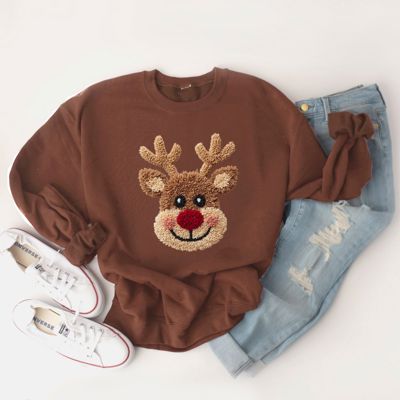 Latch Hook Rudolph The Red Nosed Reindeer Christmas Cheer - Comfy Drop Shoulder Sweatshirt