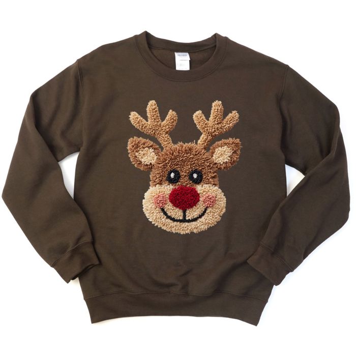Latch Hook Rudolph The Red Nosed Reindeer Christmas Cheer - Comfy Drop Shoulder Sweatshirt