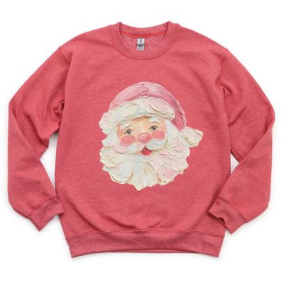 Impressionist Painted Jolly Santa Claus Christmas Painting - Soft Drop Shoulder Sweathshirt