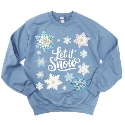 Let It Snow Vintage Faux Crocheted Snowflakes Christmas Winter - Comfy Softstyle Midweight Crewneck Sweatshirt