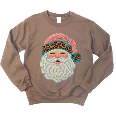 Latch Hook Rug Santa Claus Faux Design - Comfy Drop Shoulder Graphic Sweatshirt