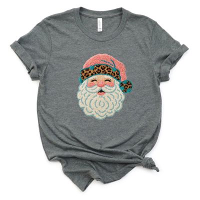 Preppy Latch Hook Style Santa Claus - T-Shirt (Crewneck)  Poly-Cotton Heathered Colors Jersey Tee (Unisex)   Bella Canvas