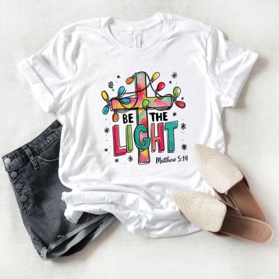 Be The Light Christmas Cross with Lights - Soft Bella Canvas T-Shirt