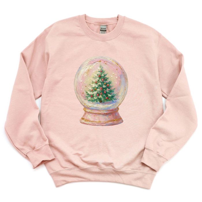 Painterly Festive Christmas Tree Snowglobe - Unisex Softstyle Midweight Crewneck Sweatshirt