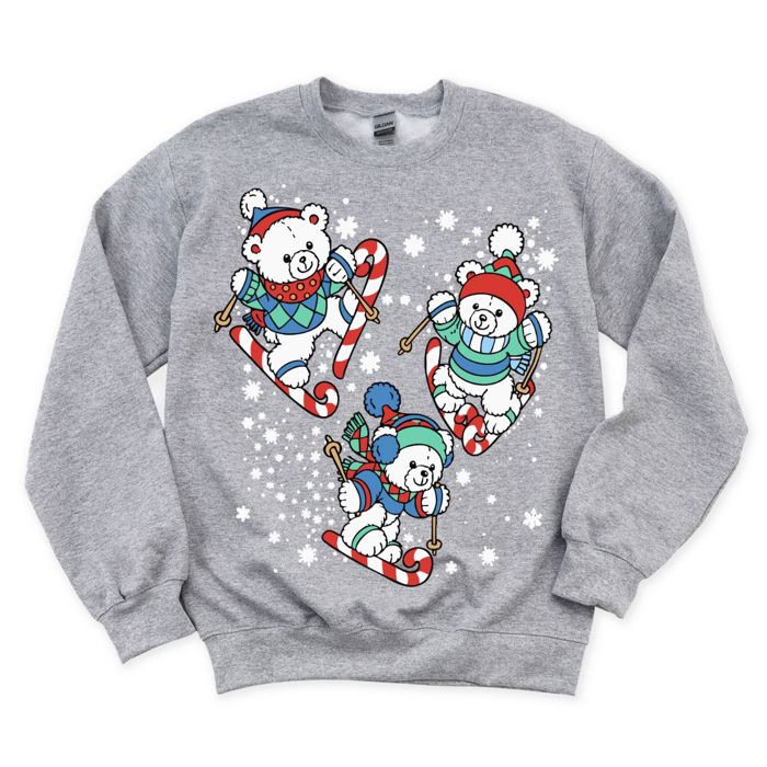 Vintage Style Skiing Teddies - Back to the 80s Christmas Design - Vintage Style Drop Shoulder Sweatshirt