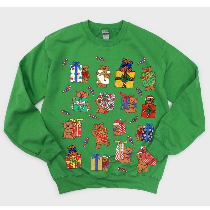 Vintage Gift Teddies Christmas Teddy Bears - Comfy Drop Shoulder Sweatshirt