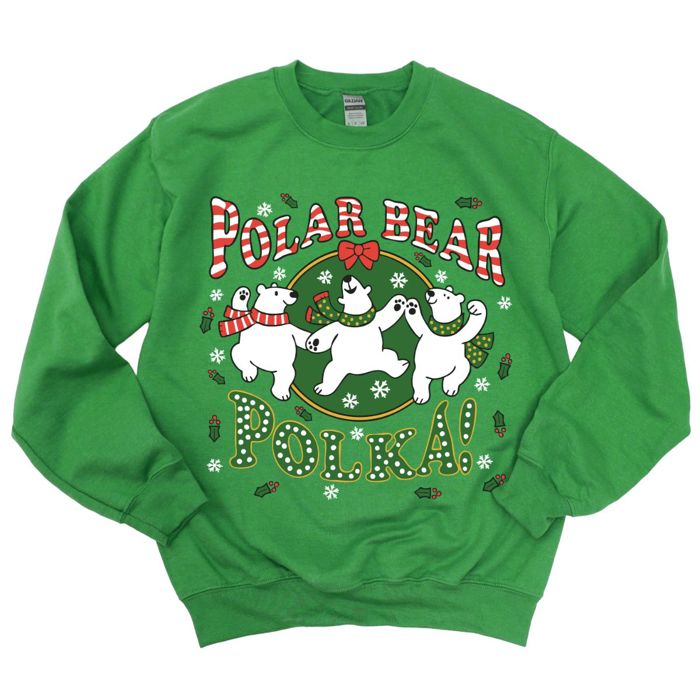 Vintage Retro Style Polar Bear Polka Christmas Bears - Comfy Drop Shoulder Sweatshirt