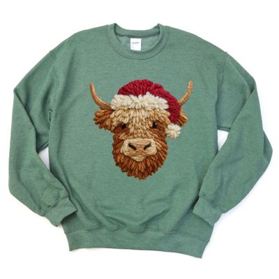 Faux Latch Hook Rug Christmas Yak - Comfy Drop Should SweatShirt