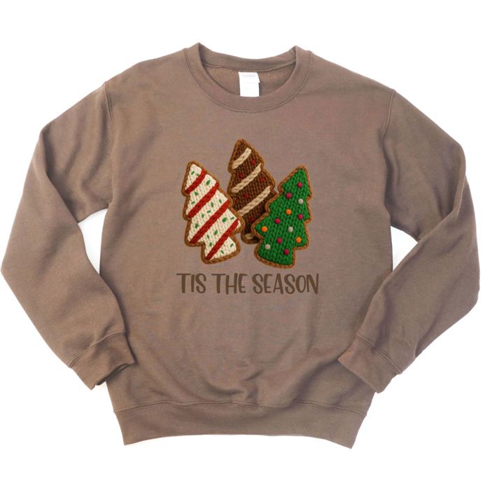 Faux Knitted Christmas Tree Cakes Design - Sweatshirt (Crewneck)  Poly-Cotton Colors (Unisex)  Gildan, Unisex Softstyle Midweight Crewneck Sweatshirt