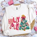  Holly Jolly Christmas Tree With Faux Gold Sparkle - Comfy Drop Shoulder Sweatshirt