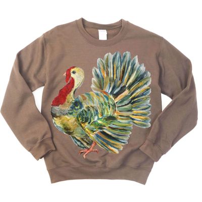 Huge Hand Painted Old Turkey For Thanksgiving - Unisex Softstyle Midweight Crewneck Sweatshirt