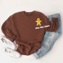  Real Gold Foil Corner Gingerbread Man For Christmas - Comfy Drop Shoulder Style Sweatshirt