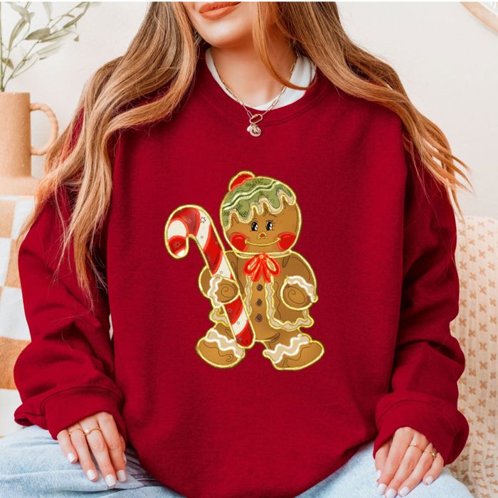 Cute Preppy Vintage Style Gingerbread Man - Comfy Drop Shoulder Style Sweatshirt