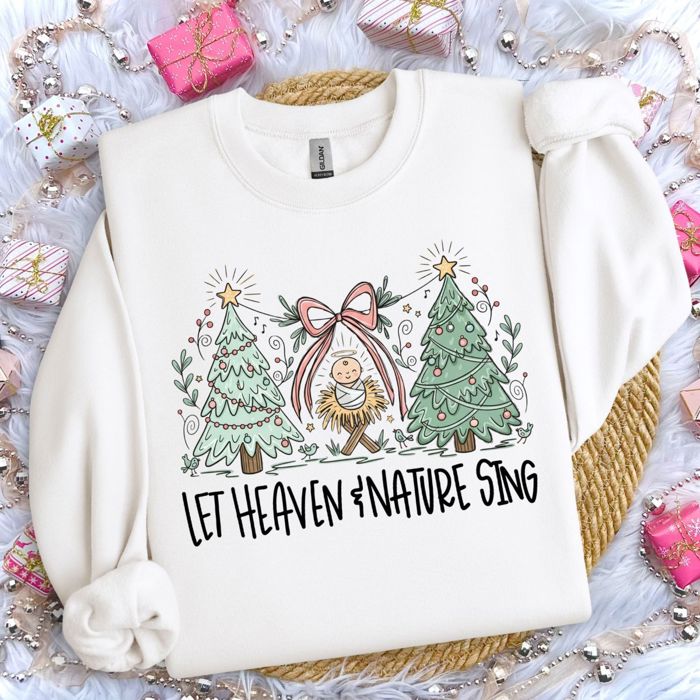 Let Heaven And Nature Sing - Baby Jesus - Sweatshirt (Crewneck)  Poly-Cotton Colors (Unisex)  Gildan