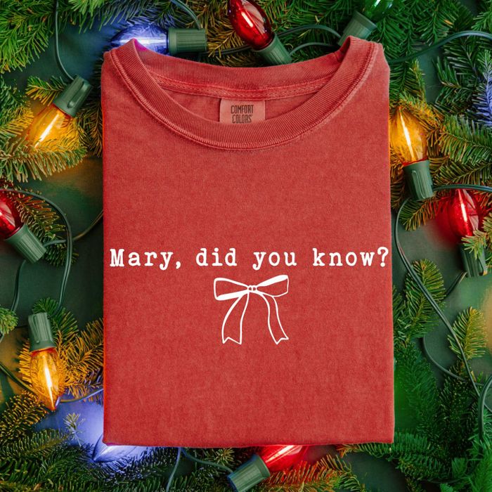 Mary, Did You Know Christ Centered Christmas Christian Nativity - T-Shirt (Crewneck)  100 Cotton Heavyweight Tee (Unisex)  Comfort Colors