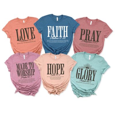 Uplifiting Bible Verse Christian Quotes - T-Shirt (Crewneck)  100 Cotton Solid Colors Jersey Tee (Unisex)  Bella Canvas, T-Shirt (Crewneck)  Poly-Cotton Hea