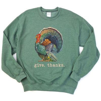 Give Thanks Grumpy Vintage Turkey Funny For Thanksgiving - Sweatshirt (Crewneck)  Poly-Cotton Colors (Unisex)  Gildan, Unisex Softstyle Midweight Crewneck S