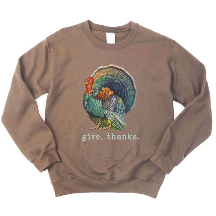 Give Thanks Grumpy Vintage Turkey Funny For Thanksgiving - Sweatshirt (Crewneck)  Poly-Cotton Colors (Unisex)  Gildan, Unisex Softstyle Midweight Crewneck S