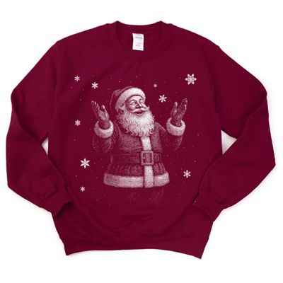 Jolly Christmas Santa in The Snow - Half Tone Style Print - Sweatshirt (Crewneck)  Poly-Cotton Colors (Unisex)  Gildan