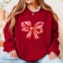  Red Candy Cane Striped Christmas Bow - Sweatshirt (Crewneck)  Poly-Cotton Colors (Unisex)  Gildan