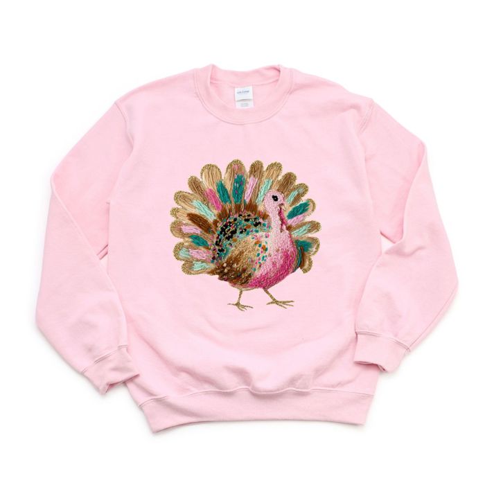 Faux Glitter and Glamour Thanksgiving Turkey  - Sweatshirt (Crewneck)  Poly-Cotton Colors (Unisex)  Gildan