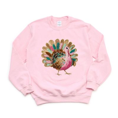 Faux Glitter and Glamour Thanksgiving Turkey  - Sweatshirt (Crewneck)  Poly-Cotton Colors (Unisex)  Gildan