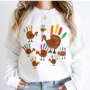  FAUX Hand Painted Kids Craft Turkeys - Sweatshirt (Crewneck)  Poly-Cotton Colors (Unisex)  Gildan