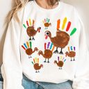  FAUX Hand Painted Kids Craft Turkeys - Sweatshirt (Crewneck)  Poly-Cotton Colors (Unisex)  Gildan