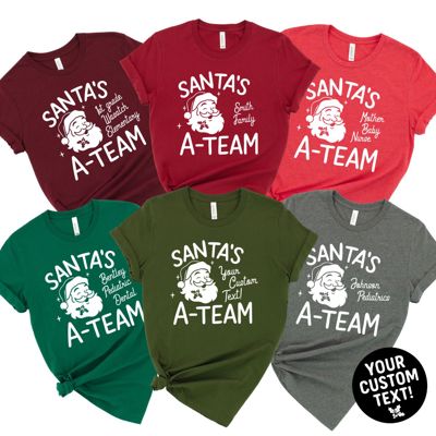 CUSTOM Santa's A-Team Group Christmas Super Soft Bella Canvas T-Shirts - Ultra Soft Graphic T-Shirts