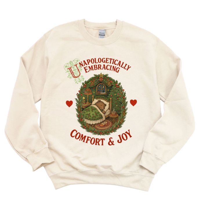 Unapologetically Embracing Comfort  Joy Quirky Christmas - Comfy Drop Shoulder Sweatshirt
