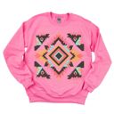  Colorful Aztec  Design On A Cozy Drop Shoulder Sweatshirt