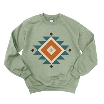 Diamon Shaped Aztec Country Western - Sweatshirt (Crewneck)  Poly-Cotton Colors (Unisex)  Gildan, Unisex Softstyle Midweight Crewneck Sweatshirt