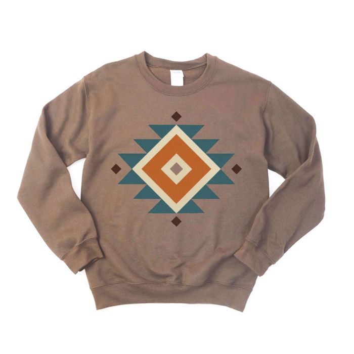 Diamon Shaped Aztec Country Western - Sweatshirt (Crewneck)  Poly-Cotton Colors (Unisex)  Gildan, Unisex Softstyle Midweight Crewneck Sweatshirt