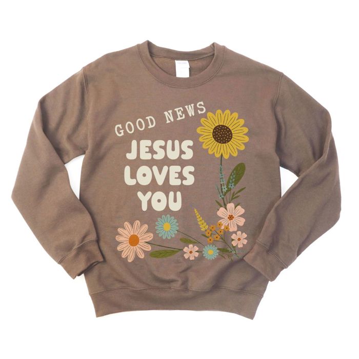 Good News Jesus Loves You Christian Uplifting - Softstyle Midweight Crewneck Sweatshirt