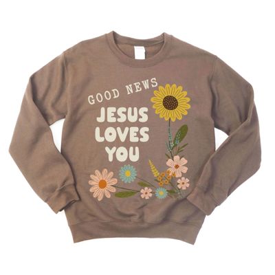 Good News Jesus Loves You Christian Uplifting - Softstyle Midweight Crewneck Sweatshirt