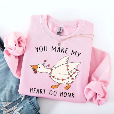 You Make My Heart Go Honk Valentines Day Goose - Sweatshirt (Crewneck)  Poly-Cotton Colors (Unisex)  Gildan