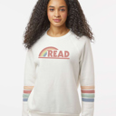  12+ Designs Matching Colors - Womens Striped Sleeves Crewneck Sweatshirt with Matching Color Designs