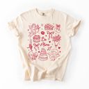  Minimalistic Adorable Valentines Day Elements - T-Shirt (Crewneck)  100 Cotton Heavyweight Tee (Unisex)  Comfort Colors