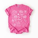 Minimalistic Adorable Valentines Day Elements - T-Shirt (Crewneck)  100 Cotton Heavyweight Tee (Unisex)  Comfort Colors