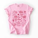 Minimalistic Adorable Valentines Day Elements - T-Shirt (Crewneck)  100 Cotton Heavyweight Tee (Unisex)  Comfort Colors