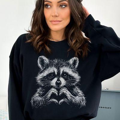 Heart Raccoon Valentines Day - Sweatshirt (Crewneck)  Poly-Cotton Colors (Unisex)  Gildan