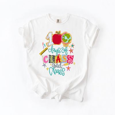 100 Days of Class and Chaos Hundred Days Of School - T-Shirt (Crewneck)  100 Cotton Heavyweight Tee (Unisex)  Comfort Colors
