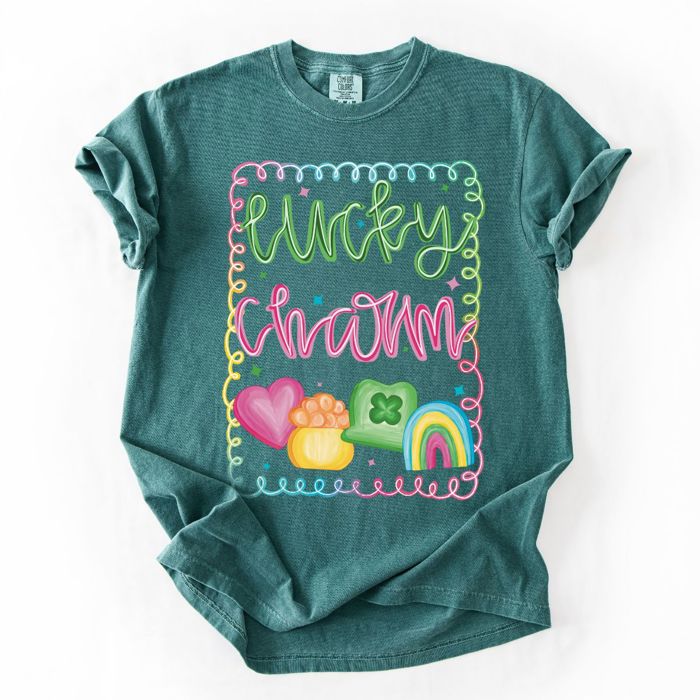 Lucky Charm Cereal St Patricks Day - Soft Wash 100 Percent Cotton Comfort Colors