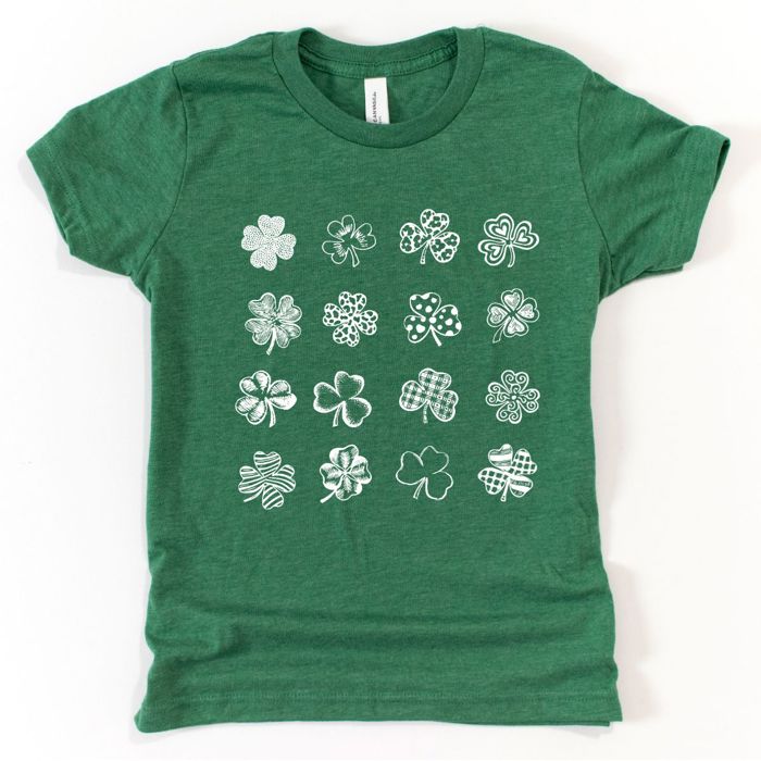 Hand Drawn Clovers Shamrocks St Patricks Day - Choose From Sweatshirts, Longsleeves, or T-Shirts