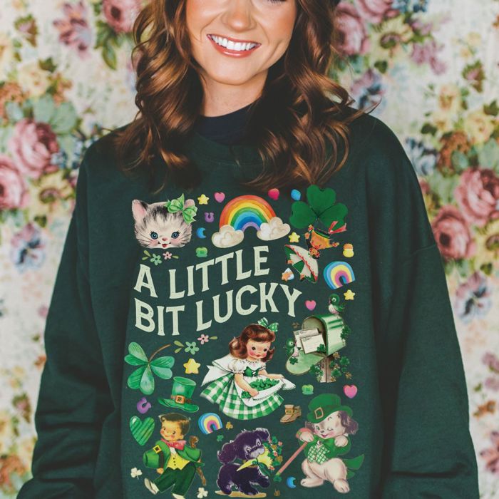A Little Bit Lucky St Patricks Day  - Sweatshirt, T-shirt, or Longsleeve