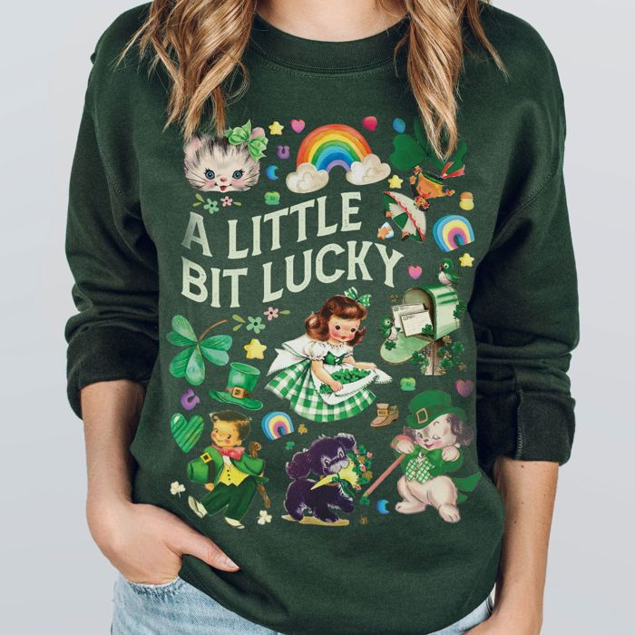 A Little Bit Lucky St Patricks Day  - Sweatshirt, T-shirt, or Longsleeve