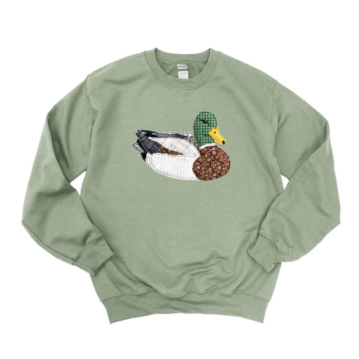 FAUX Printed Quilted Mallard Duck - Choose Sweatshirt, Longsleeve, or T-Shirts