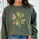  FAUX Printed Glitter Shamrock St Patricks Day - Choose Sweatshirt, T-Shirt or V-Neck