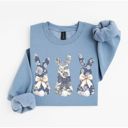  Three Floral Bunnies Spring Easter Motiff - Choose T-Shirt or Sweatshirt